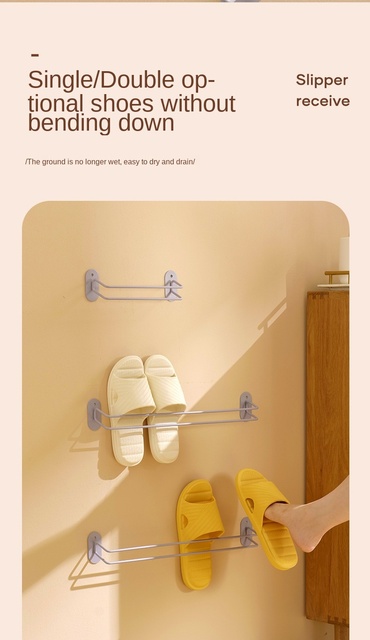 Klapki łazienkowe regał naścienny do przechowywania butów z przepychaczem - stojak na sandały półka 2021 - Wianko - 8