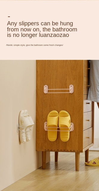 Klapki łazienkowe regał naścienny do przechowywania butów z przepychaczem - stojak na sandały półka 2021 - Wianko - 13