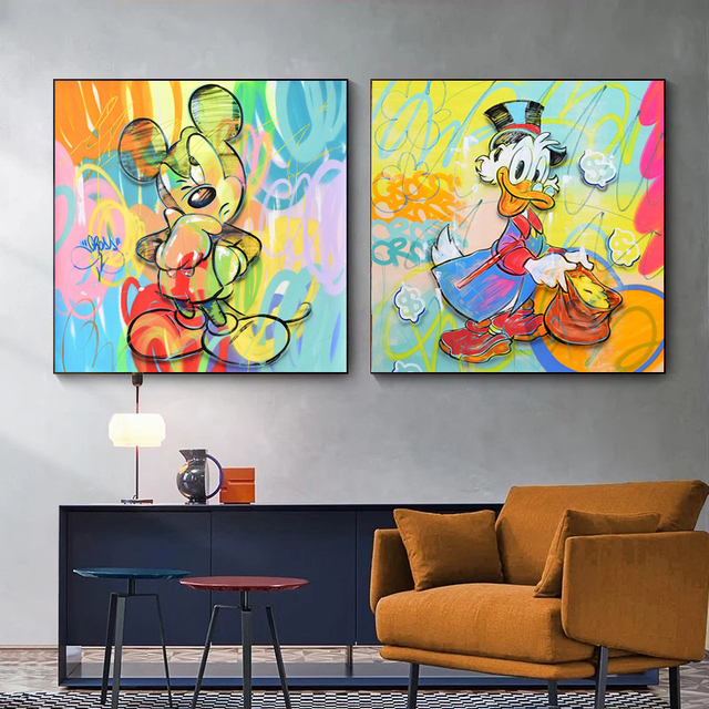 Obrazy na płótnie Disney Mickry Mouse kaczor Donald – dekoracyjne plakaty do pokoju dziecięcego - Wianko - 4