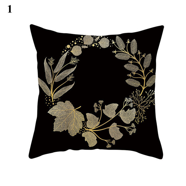 Poduszka dekoracyjna z motylem i złotymi liśćmi - Wianko - 2