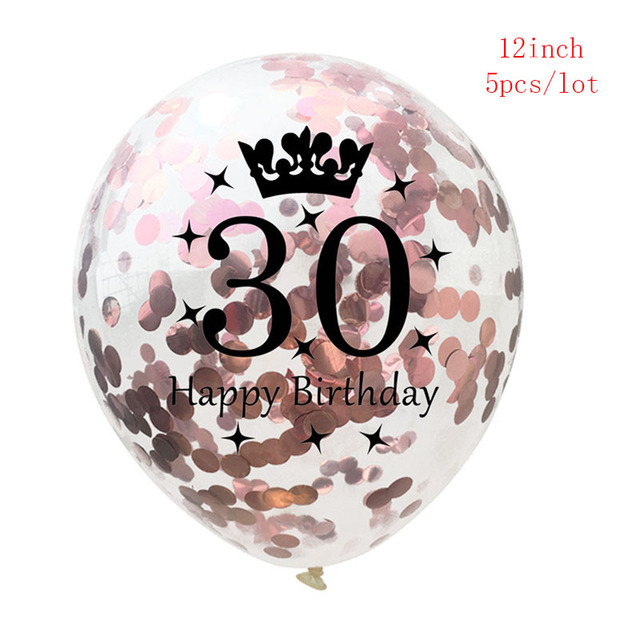 Partia 7 różowo-złotych-srebrnych balonów 16 cali dla urodzin 30, 40, 50, 60 - Wianko - 5