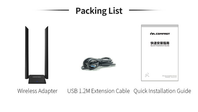 Adapter USB WiFi 1300 mb/s z darmowym sterownikiem do PC - dostęp do internetu bezprzewodowego odbiornik MT7612 - 2.4/5.8GHz antena, USB3.0 Ethernet Lan, 2*6dBi USB - Wianko - 12