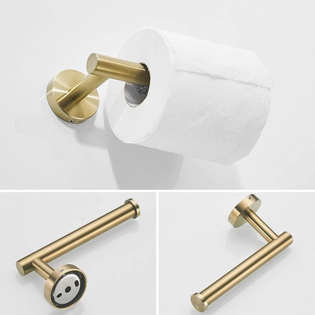 Zestaw 3-sztukowy akcesoriów łazienkowych w różowym złocie: wieszak na ręczniki, uchwyt na papier toaletowy i wieszak na płaszcze, wykonane ze stali nierdzewnej 304, do montażu na ścianie - Wianko - 4