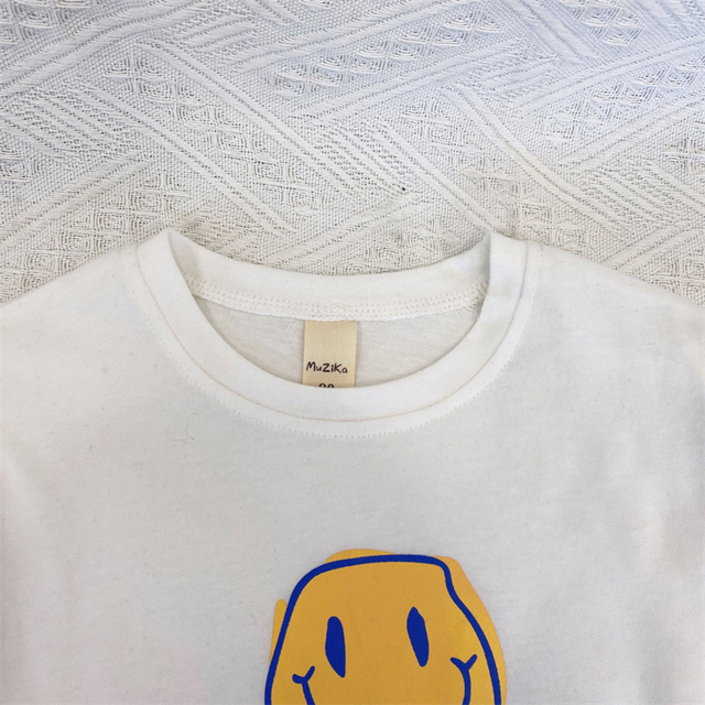 Koszulka dziecięca z długim rękawem Mudkingdom Smiley Letter z wycięciem pod szyją - Wianko - 5