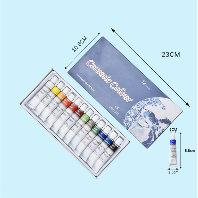 Pigment ceramiczny bez pieczenia Overglaze 12 kolorów – do ręcznego malowania, kolorowania i tworzenia rzeźb glinianych DIY - Wianko - 1