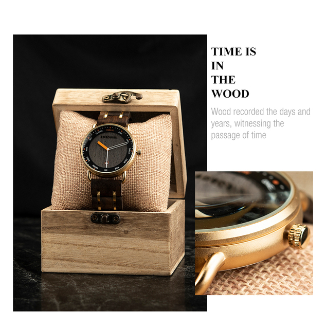 Zegarek męski BOBO BIRD Wood na rękę, drewniane pudełko, marka luksusowa - Wianko - 8