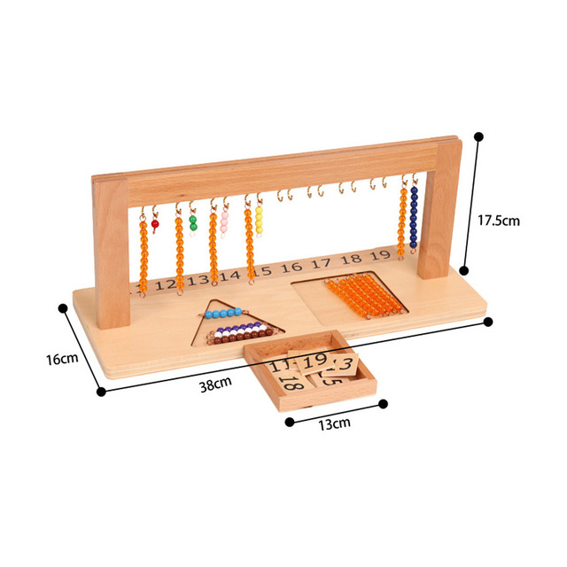 Zabawki matematyczne Montessori - Wieszak koralikowy ze schodkami dla przedszkolaków - od 1 do 9 i od 11 do 19 - Edukacyjne numery dla dzieci E3064H - Wianko - 2