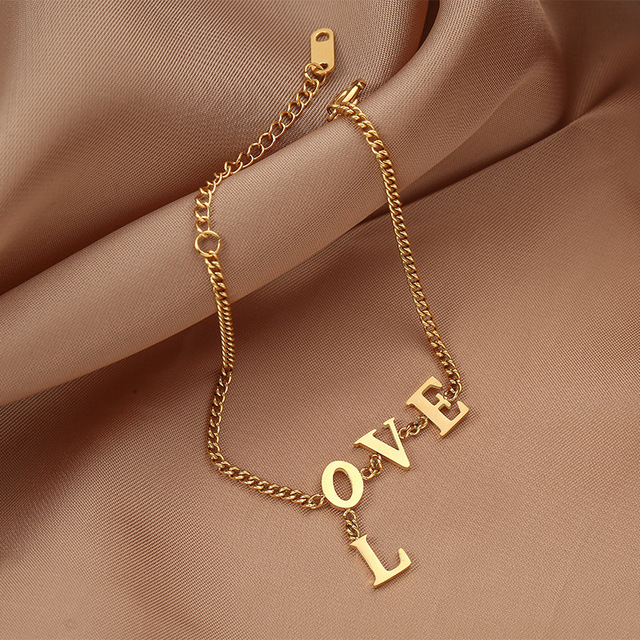 Nowa zawieszka w kształcie litery dla kobiet - bransoletka łańcuszkowa ze stali nierdzewnej, pozłacana, estetyczna dla dziewczyny, prezent na Walentynki Jewelry 2020 - Wianko - 4