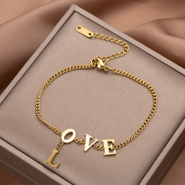 Nowa zawieszka w kształcie litery dla kobiet - bransoletka łańcuszkowa ze stali nierdzewnej, pozłacana, estetyczna dla dziewczyny, prezent na Walentynki Jewelry 2020 - Wianko - 7