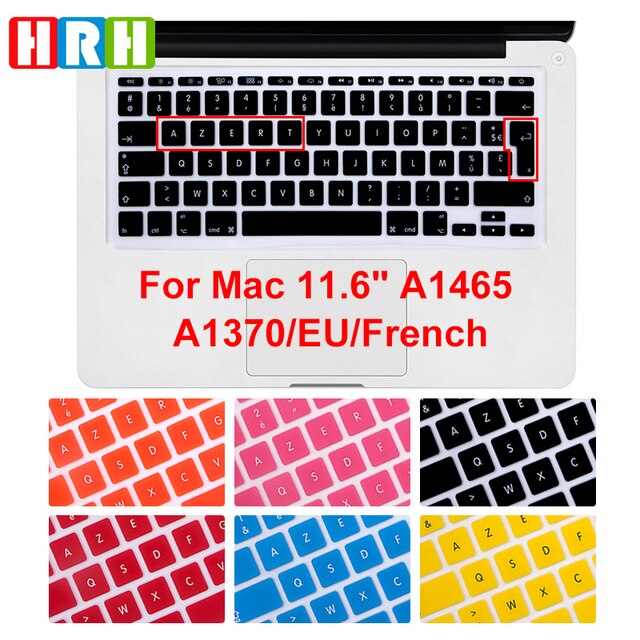 Osłona klawiatury HRH do Mac Book Air 11 11.6 cala A1465/A1370 - wodoodporna, miękka, kolorowa (AZERTY), silikonowa, z pokrowcem ochronnym ze skóry - Wianko - 3