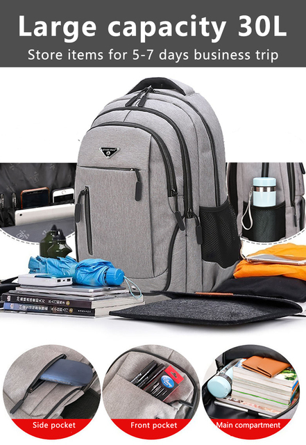 Męski plecak z portem USB 15.6 cala - wielofunkcyjny, idealny dla licealistów, studentów i podróżników - Wianko - 5