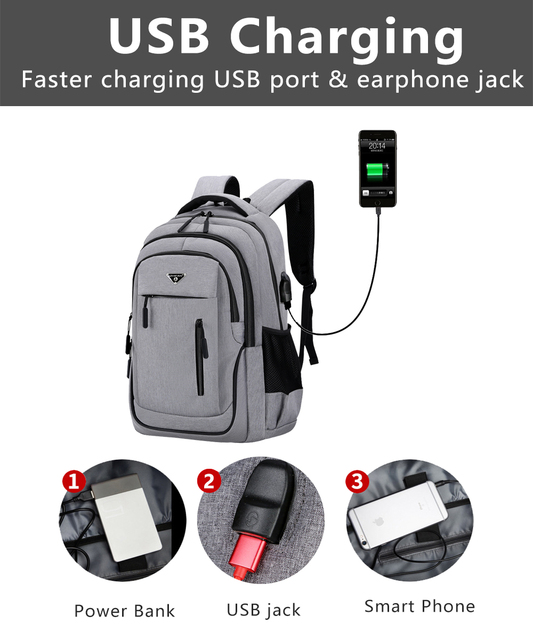 Męski plecak z portem USB 15.6 cala - wielofunkcyjny, idealny dla licealistów, studentów i podróżników - Wianko - 11