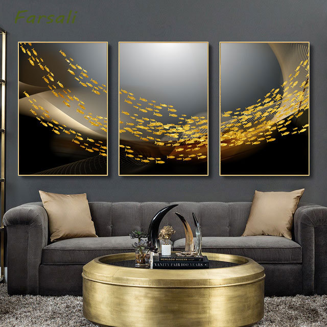 Nowoczesny plakat ściany z abstrakcyjnym drukiem krajobrazowym Flewing ptak motyl ryba dla salonu/pokoju/korytarza - unikalny wystrój domu - Wianko - 3