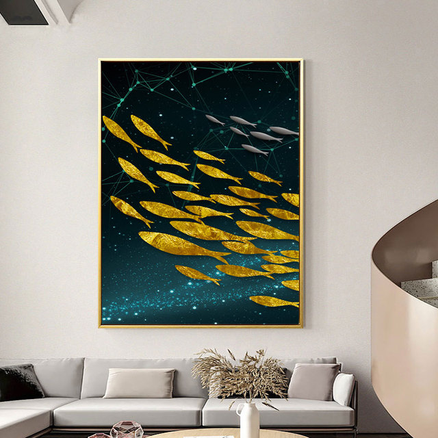 Nowoczesny plakat ściany z abstrakcyjnym drukiem krajobrazowym Flewing ptak motyl ryba dla salonu/pokoju/korytarza - unikalny wystrój domu - Wianko - 11