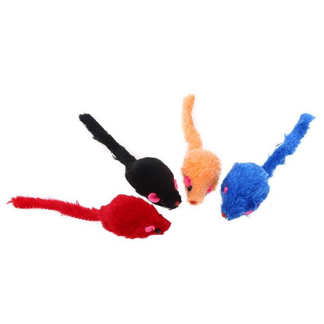 Zabawka dla kotów: Mini sztuczna mysz z kolorowymi piórkami i pluszowym materiałem - zestaw 10 sztuk - Wianko - 8