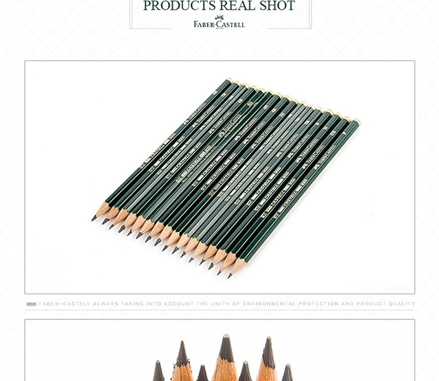 Faber-Castell 9000 - Ołówek szkicowy grafitowy B/2B/3B/4B/5B/6B/7B/8B/H/2H/3H/4H/5H/6H/F - 12/16 szt. - Drewniany - Rysowanie szkolne - Wianko - 5