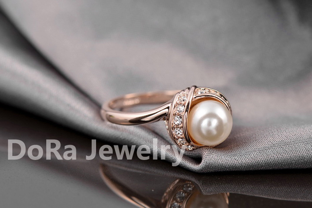Obrączki ślubne - Marka TongKwok, pierścionki symulowane z perłą dla kobiet, różowe złoto, austriacki kryształ najwyższej jakości (RG93137Rose) - Wianko - 14