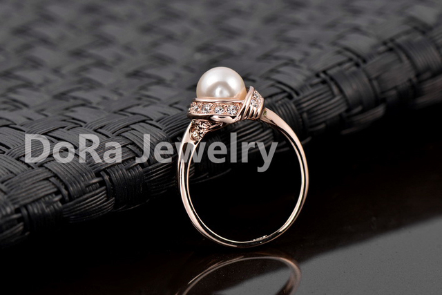 Obrączki ślubne - Marka TongKwok, pierścionki symulowane z perłą dla kobiet, różowe złoto, austriacki kryształ najwyższej jakości (RG93137Rose) - Wianko - 17