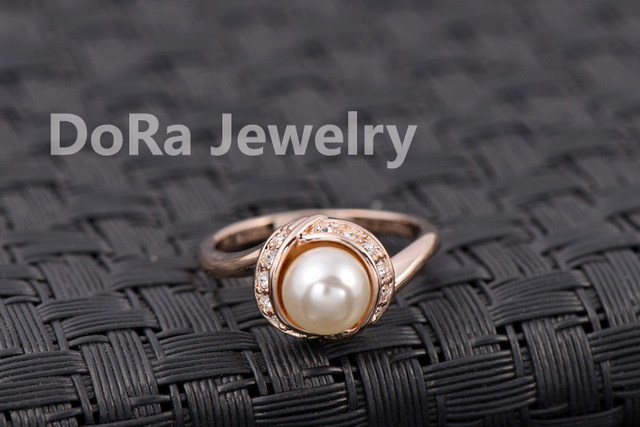 Obrączki ślubne - Marka TongKwok, pierścionki symulowane z perłą dla kobiet, różowe złoto, austriacki kryształ najwyższej jakości (RG93137Rose) - Wianko - 16