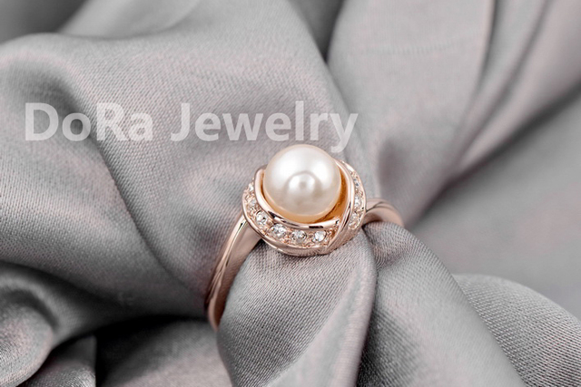 Obrączki ślubne - Marka TongKwok, pierścionki symulowane z perłą dla kobiet, różowe złoto, austriacki kryształ najwyższej jakości (RG93137Rose) - Wianko - 15