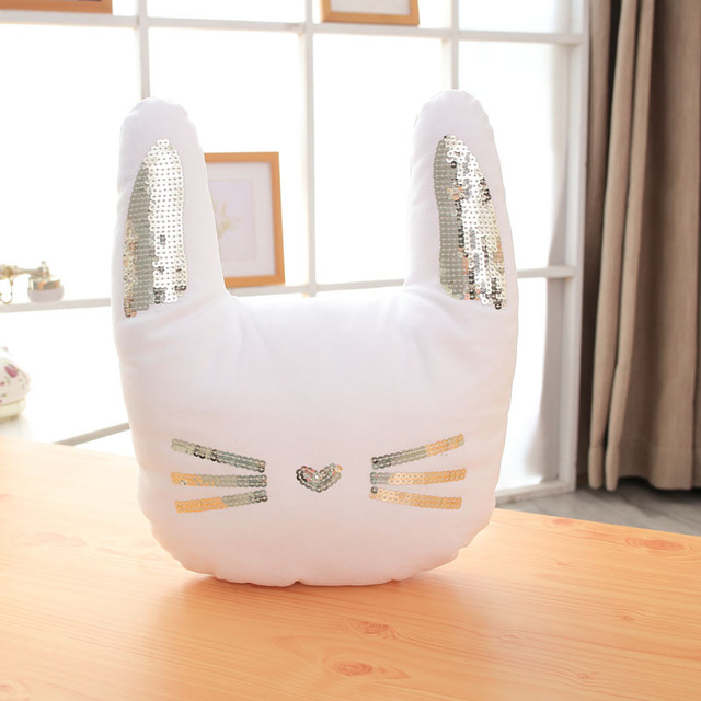 Poduszka pluszowa zwierzęca kot lis królik bawełniana z haftem cekinowym - Wianko - 7
