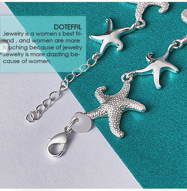 Bransoletka z łańcuchem DOTEFFIL z 925 srebra urok rozgwiazdy dla kobiet na ślub, przyjęcie zaręczynowe - Wianko - 5