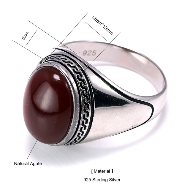 Pierścionek męski z onyksem o owalnym kształcie, wykonany z gwarantowanego srebra s925 w prostej tureckiej konstrukcji - Wianko - 10