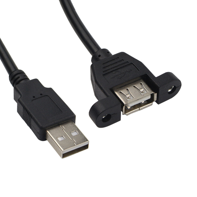 30 cm Przedłużacz kabla USB 2.0 ze śrubą do montażu na panelu - Męsko-żeński, wysoka jakość - Wianko - 4