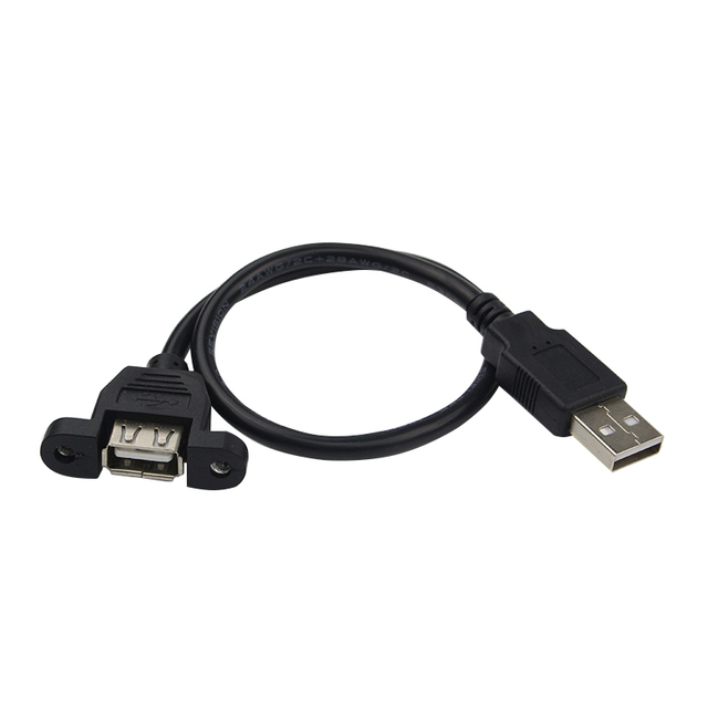30 cm Przedłużacz kabla USB 2.0 ze śrubą do montażu na panelu - Męsko-żeński, wysoka jakość - Wianko - 3