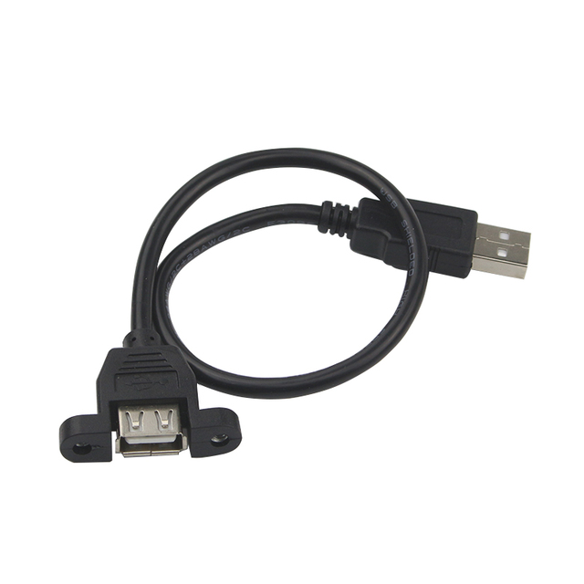 30 cm Przedłużacz kabla USB 2.0 ze śrubą do montażu na panelu - Męsko-żeński, wysoka jakość - Wianko - 1