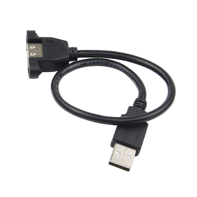 30 cm Przedłużacz kabla USB 2.0 ze śrubą do montażu na panelu - Męsko-żeński, wysoka jakość - Wianko - 2