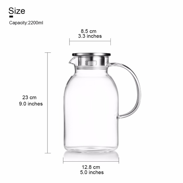 Przenośna butelka do wody pitnej, 1.8/2.2L, dużej pojemności, szklana, BPA-free, z pokrywą ze stali nierdzewnej - Wianko - 8