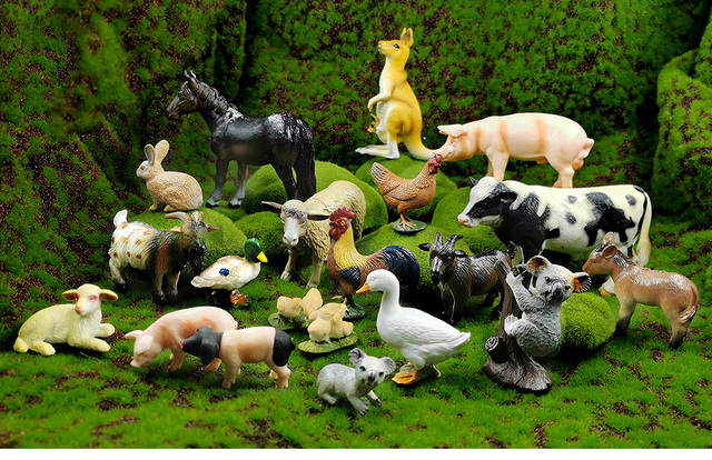 Symulacja różnych zwierząt - figurki dziecięce: kurczak, kaczka, świnia, krowa, owca, koń, królik, koala, kangur - Wianko - 2
