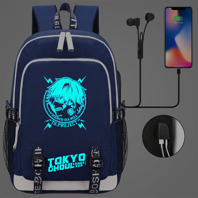 Plecak męski z czaszką Tokyo Ghoul, w której znajdują się słuchawki USB Jack - Wianko - 15