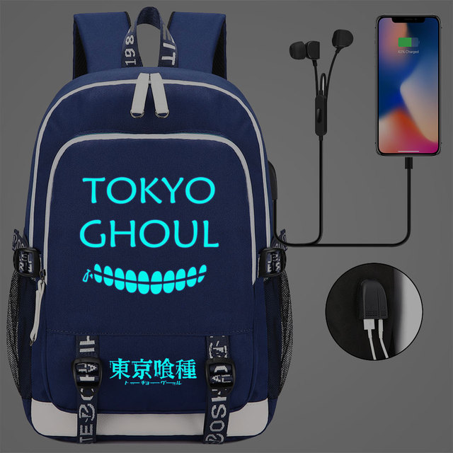 Plecak męski z czaszką Tokyo Ghoul, w której znajdują się słuchawki USB Jack - Wianko - 11