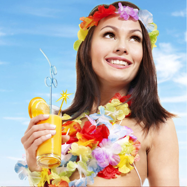 Wieniec dekoracyjny hawajski z motywem kwiatów, idealny na przyjęcia, wakacje, śluby, plaże i urodziny - Wianko - 7
