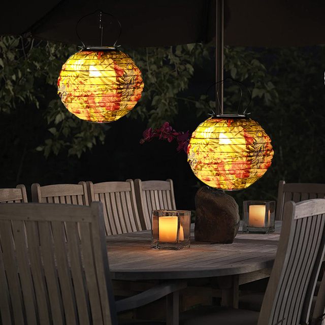 10-calowa lampa słoneczna LED wisząca kula latarnia z wodoodpornym malowanym wzorem do dekoracji ogrodu - Wianko - 6