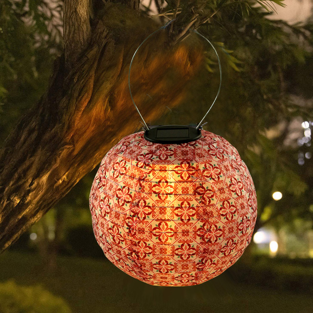 10-calowa lampa słoneczna LED wisząca kula latarnia z wodoodpornym malowanym wzorem do dekoracji ogrodu - Wianko - 8