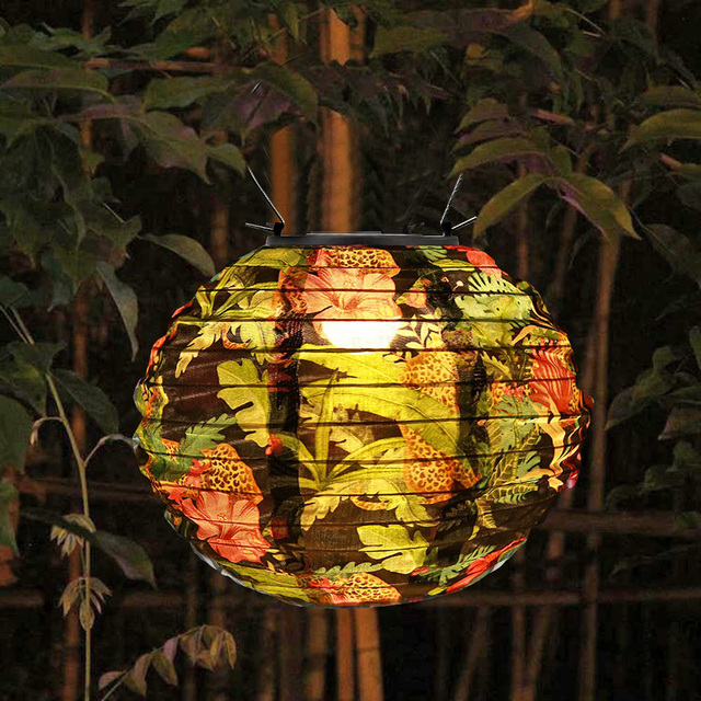 10-calowa lampa słoneczna LED wisząca kula latarnia z wodoodpornym malowanym wzorem do dekoracji ogrodu - Wianko - 10