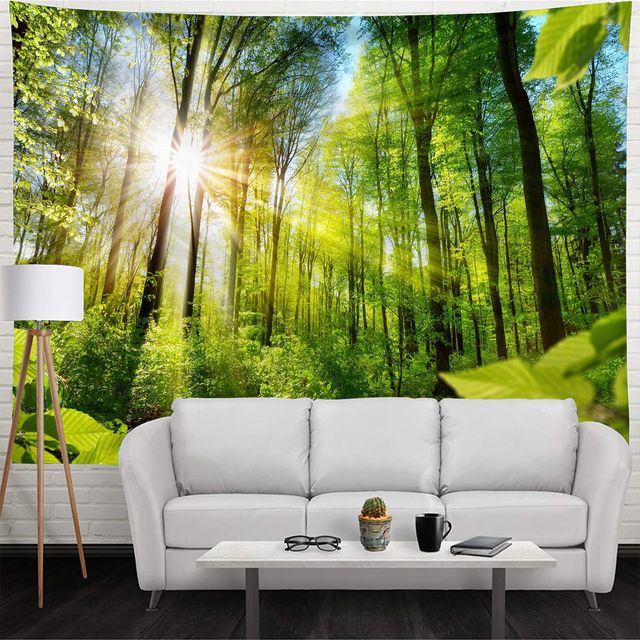 Obraz gobelinowy Zielony Las Drzewa dla dekoracji wnętrz - Wianko - 2