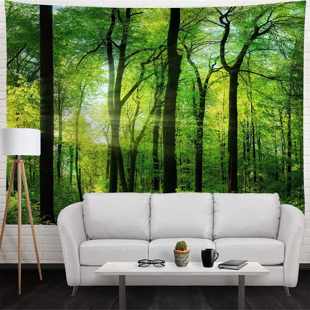 Obraz gobelinowy Zielony Las Drzewa dla dekoracji wnętrz - Wianko - 4