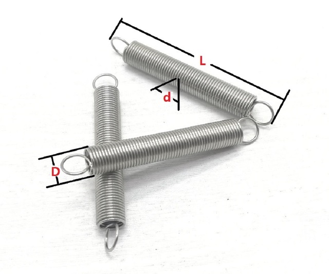 Sprężyna naciągowa ze stali nierdzewnej o średnicy drutu 0.2/0.3/0.4/0.5mm, z podwójnym haczykiem, zewnętrzna, o średnicach 3mm, 4mm, 5mm i 6mm, długość 15-60mm - Wianko - 1