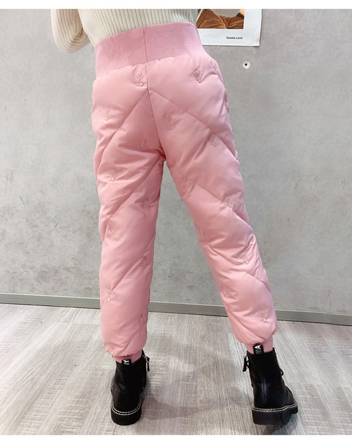 Długie spodnie zimowe dla dziewczynek, wzór serca, bawełniane, usztywniane - Wianko - 5