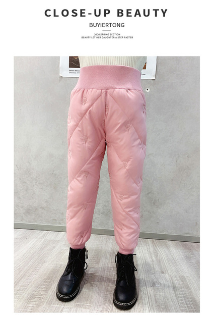 Długie spodnie zimowe dla dziewczynek, wzór serca, bawełniane, usztywniane - Wianko - 2