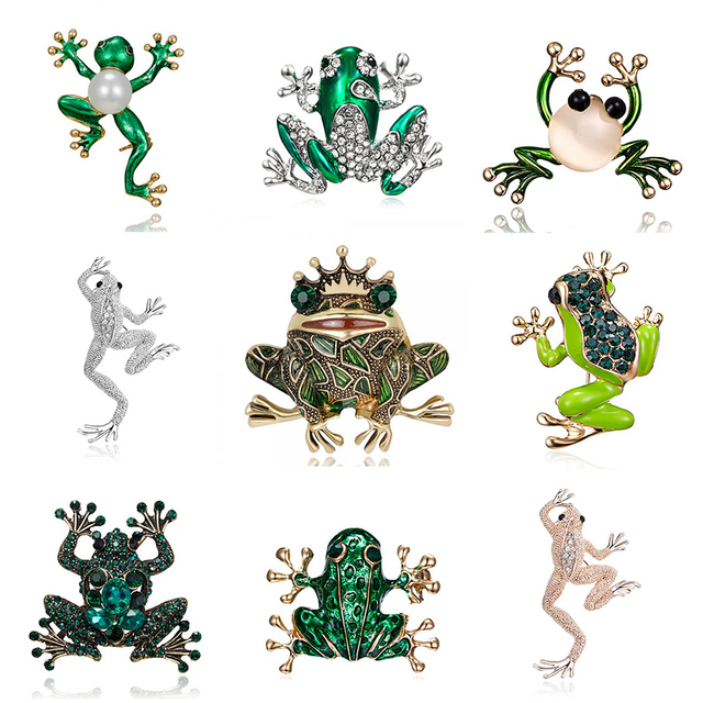 Broszka Rinhoo zielona żaba kryształowa emaliowana, moda dla kobiet, dzieci, mężczyzn i zwierząt - biżuteria imprezowa i prezentowa - Wianko - 21