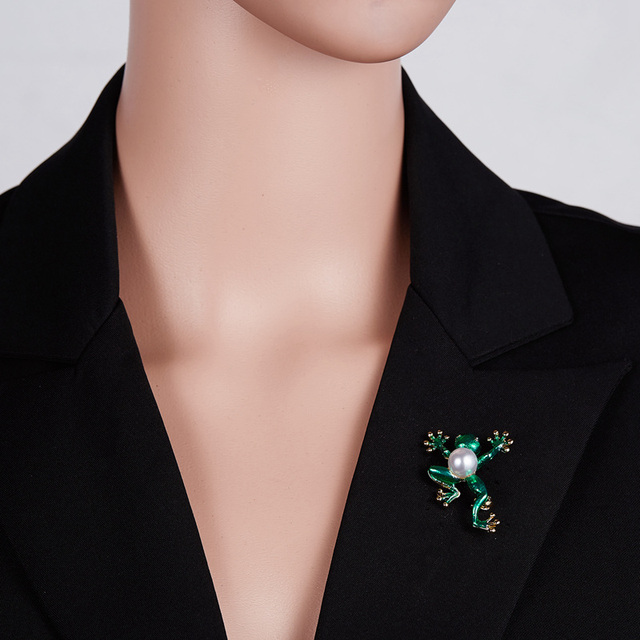 Broszka Rinhoo zielona żaba kryształowa emaliowana, moda dla kobiet, dzieci, mężczyzn i zwierząt - biżuteria imprezowa i prezentowa - Wianko - 30
