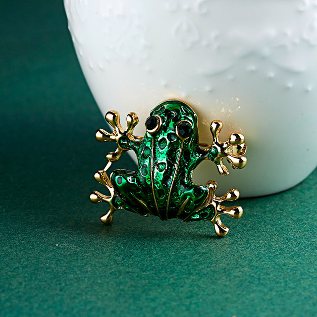 Broszka Rinhoo zielona żaba kryształowa emaliowana, moda dla kobiet, dzieci, mężczyzn i zwierząt - biżuteria imprezowa i prezentowa - Wianko - 26