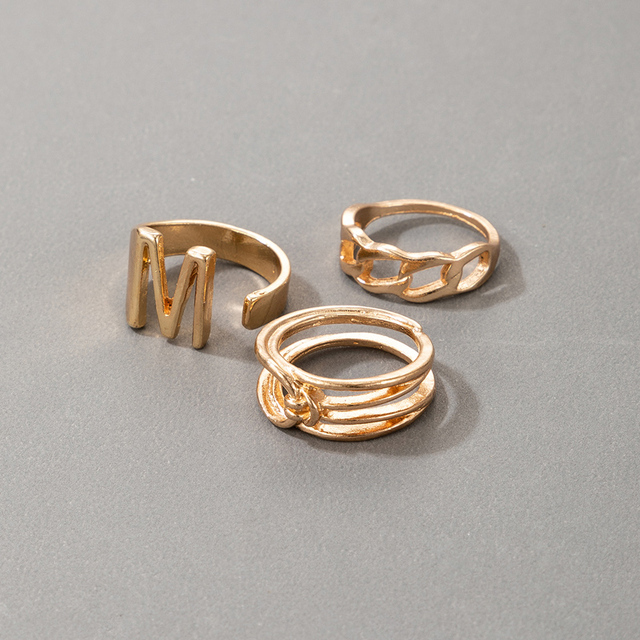 Nowoczesny pierścionek M krzyż w złotym kolorze z geometryczną dziurką - biżuteria ślubna dla kobiet - Wianko - 5