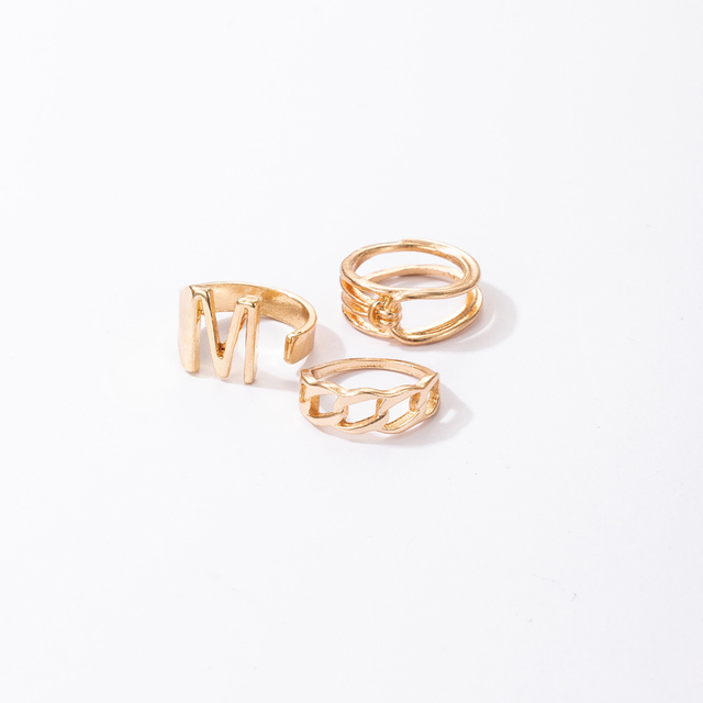 Nowoczesny pierścionek M krzyż w złotym kolorze z geometryczną dziurką - biżuteria ślubna dla kobiet - Wianko - 6