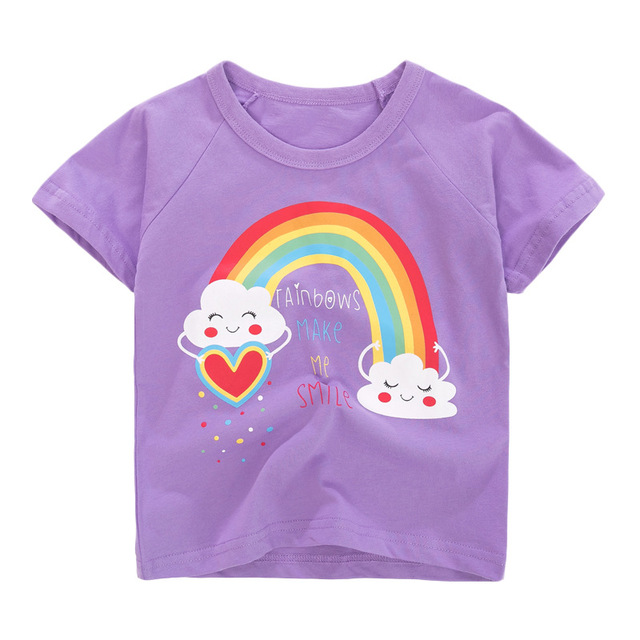 Little Maven Dzieci Koszulka Letnia Dziewczynka - Topy 2021 - Nadruk Tęcza - 2-7 Lat - Bawełniana Ubrania [QW162] - Wianko - 11